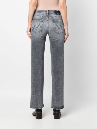 Shop Mother Mid-rise Straight-leg Jeans In Grau