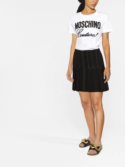 Shop Moschino Raised Logo-print T-shirt In Weiss