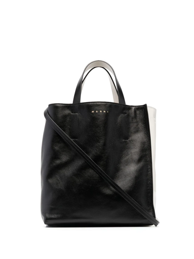 Shop Marni Museo Leather Tote Bag In Schwarz