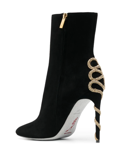 Shop René Caovilla Snake-embellished Stiletto Boots In Schwarz
