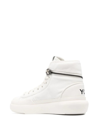 Shop Y-3 Zip-detail Hi-top Sneakers In Weiss