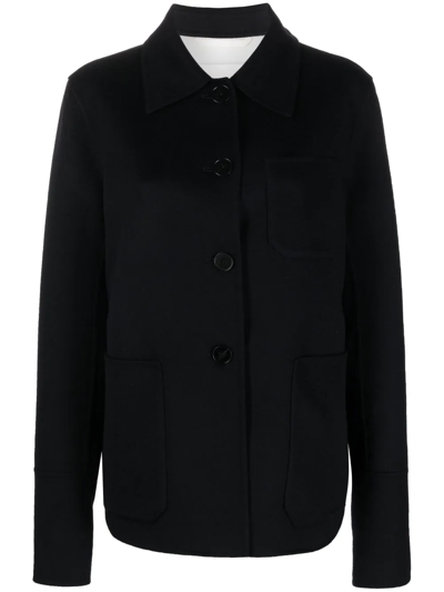 Jil Sander Single-breasted Cashmere Short Coat In Blau
