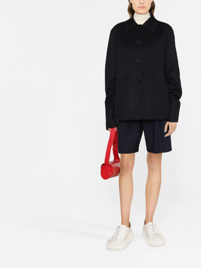 Jil Sander Single-breasted Cashmere Short Coat In Blau