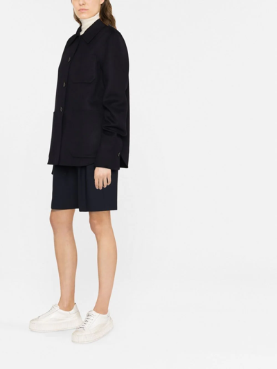 Jil Sander Single-breasted Cashmere Short Coat In Blau