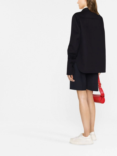 Jil Sander Single-breasted Cashmere Short Coat In Blau