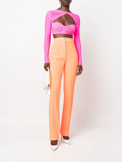 Shop Alex Perry Cropped Long-sleeve Top In Rosa