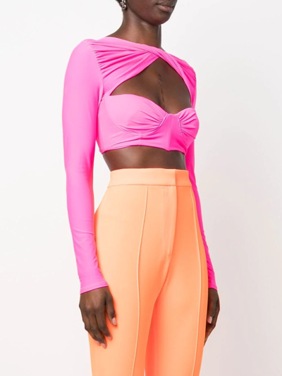 Shop Alex Perry Cropped Long-sleeve Top In Rosa