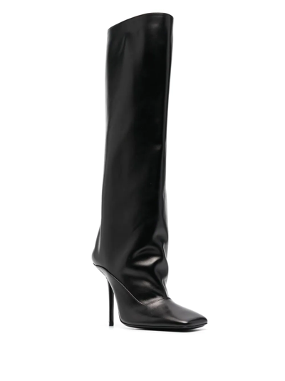 Shop Attico Sienna Knee-high Leather Boots In Black