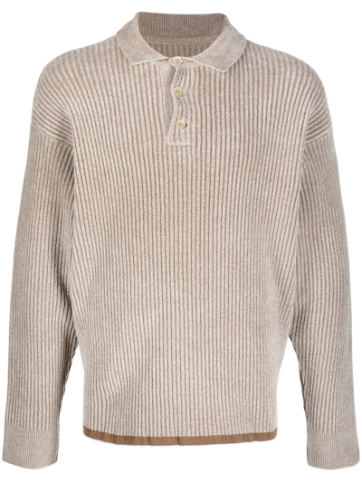 Shop Jacquemus Ribbed Polo Shirt In Nude