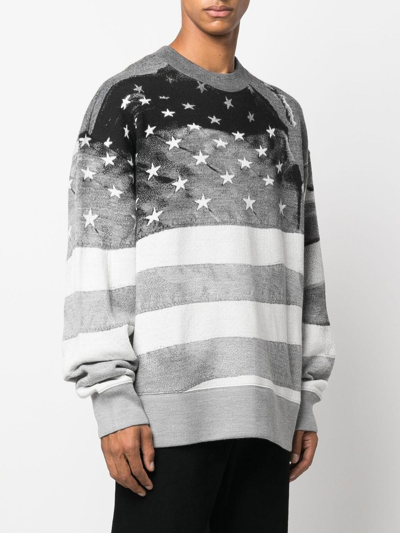 Shop Palm Angels Stars And Stripes-print Sweatshirt In Grau
