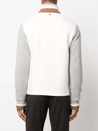 Shop Herno Resort Knitted-panel Bomber Jacket In Nude