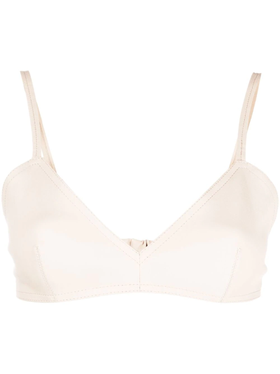The Mannei Sierra Leather Cropped Tank Top In Nude