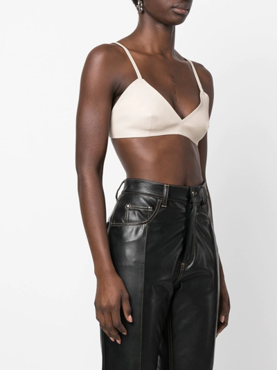 The Mannei Sierra Leather Cropped Tank Top In Nude
