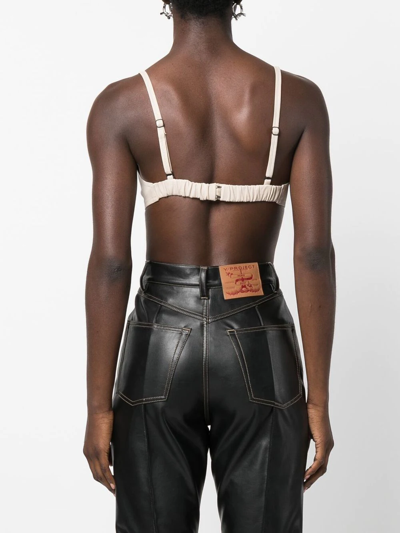 The Mannei Sierra Leather Cropped Tank Top In Nude