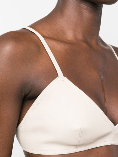 The Mannei Sierra Leather Cropped Tank Top In Nude