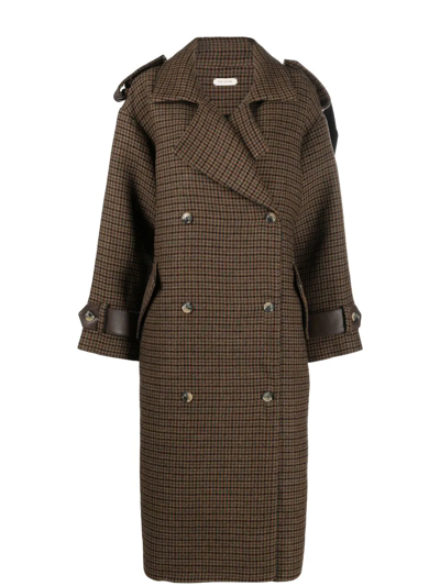 Shop The Mannei Shamali Checked Double-breasted Coat In Braun