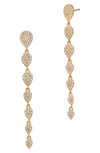 Savvy Cie Jewels 18k Gold Vermeil Pavé Cz Graduated Teardrop Earrings In Yellow