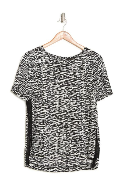 Shop Donna Karan Woman Printed Mesh Side Panel Top In New Ivr Cmb