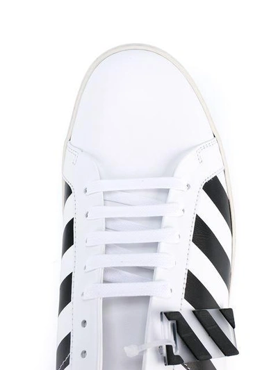 Off-white Striped Leather Sneakers | ModeSens