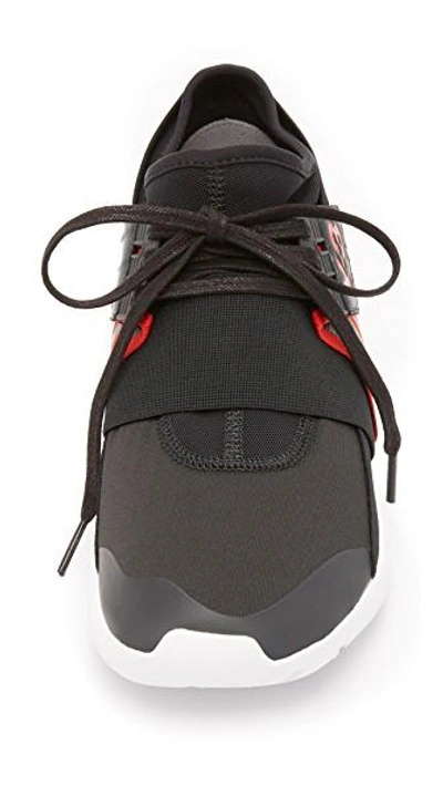 Shop Y-3 Qasa Elle Lace Sneakers In Core Black/scarlet/core Black