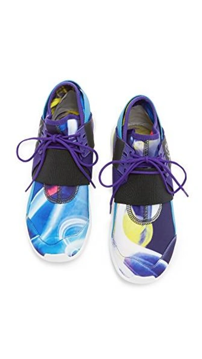 Shop Y-3 Qasa Elle Lace Sneakers In Aop Brownian/purple/blue