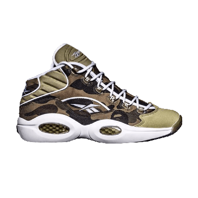Pre-owned Reebok A Bathing Ape X Mita Sneakers X Question Mid '1st Camo' In Green