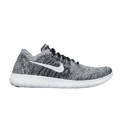 Pre-owned Nike Wmns Free Rn Flyknit 'black White' In Grey