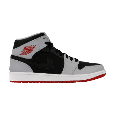 Pre-owned Air Jordan 1 Mid 'red Grey' In Black