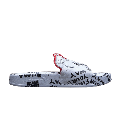 Pre-owned Puma Shantell Martin X Wmns Leadcat Graphic Slide In White