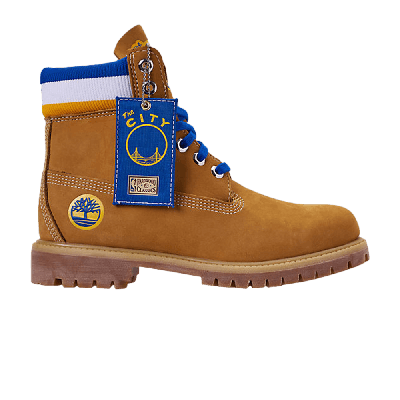 Pre-owned Timberland Nba X Mitchell And Ness X 6 Inch Classic Premium Boot 'golden State Warriors' In Brown