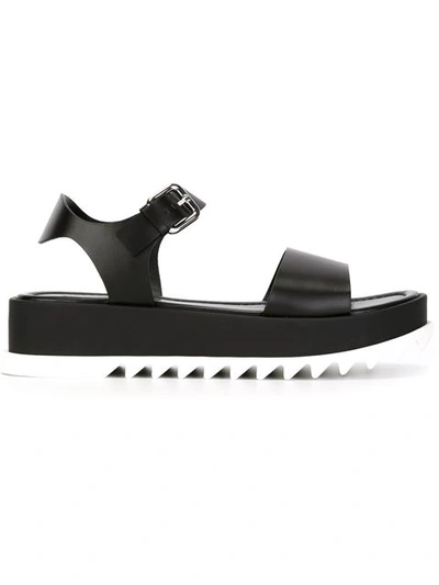 Jil Sander 45mm Leather Platform Sandals, Black