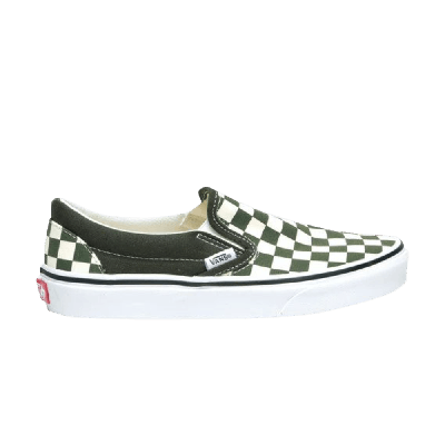 Pre-owned Vans Classic Slip-on 'forest Night Checkerboard' In Green