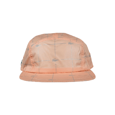 Pre-owned Supreme X Lacoste Reflective Grid Nylon Camp Cap 'peach' In Orange