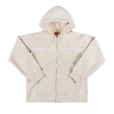 Pre-owned Supreme Text Stripe Zip Up Hooded Sweatshirt 'natural' In Tan