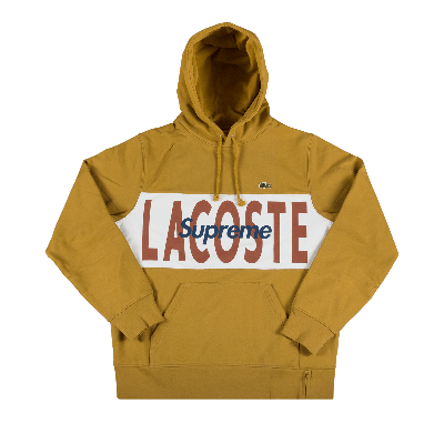 Pre-owned Supreme X Lacoste Logo Panel Hooded Sweatshirt 'gold'