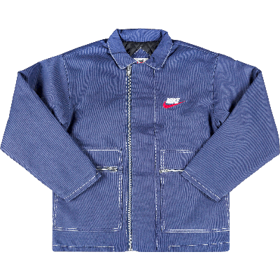 Pre-owned Supreme X Nike Double Zip Quilted Work Jacket 'navy' In Blue