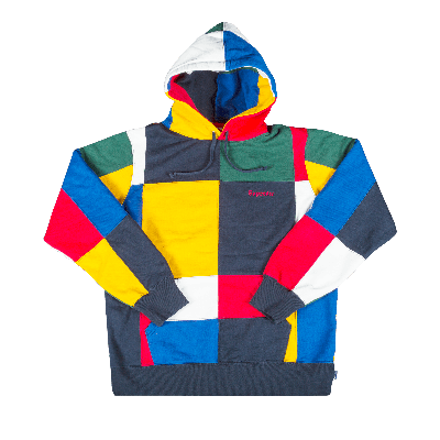 Pre-owned Supreme Patchwork Hooded Sweatshirt 'navy' In Blue