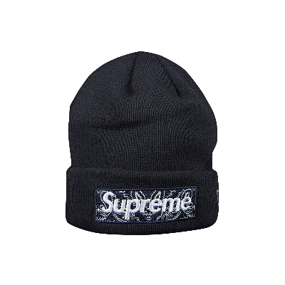 Pre-owned Supreme X New Era Bandana Box Logo Beanie 'navy' In Blue