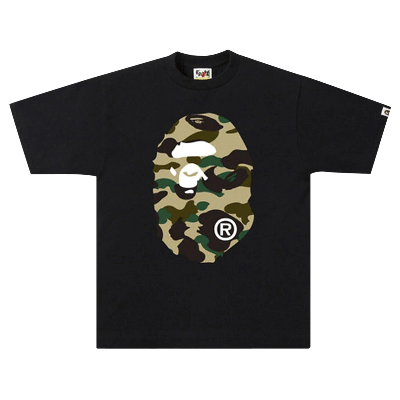 Pre-owned Bape 1st Camo Big Ape Head T-shirt 'yellow / Black'