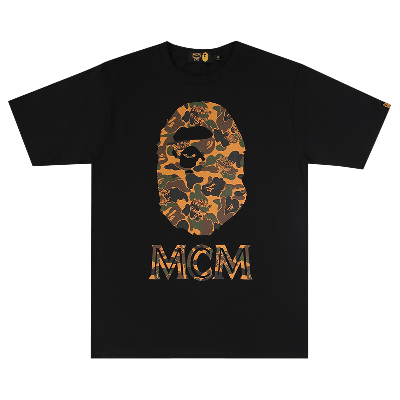 Pre-owned Bape X Mcm Camo Ape Head T-shirt 'black'