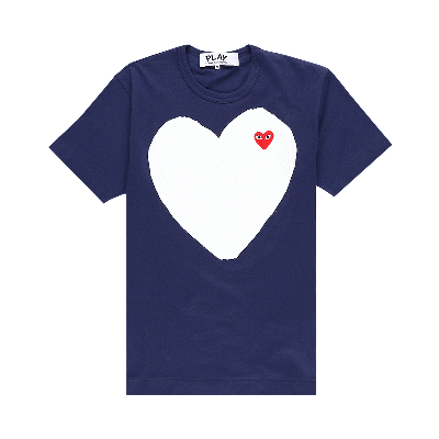 Pre-owned Comme Des Garçons Play Solid Heart Logo T-shirt 'navy' In Blue