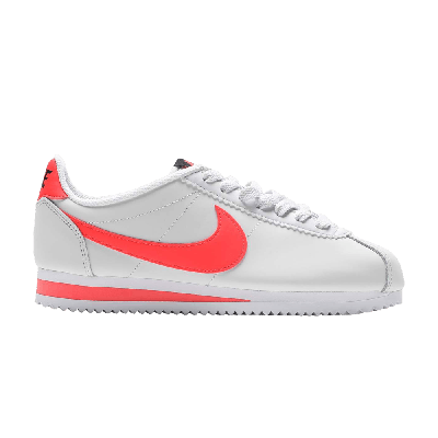 Pre-owned Nike Wmns Classic Cortez Leather 'platinum Tint Bright Crimson' In White