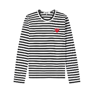 Pre-owned Comme Des Garçons Play Heart Logo Striped Long-sleeve T-shirt 'black/white'