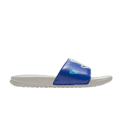 Pre-owned Nike Benassi Jdi Print Slide 'hiker Cartoon - Light Bone' In White