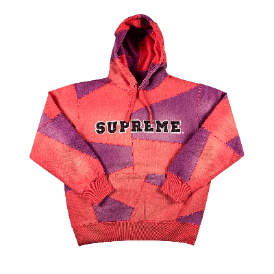 Pre-owned Supreme Kids'  Patchwork Hooded Sweatshirt 'bright Coral' In Multi-color