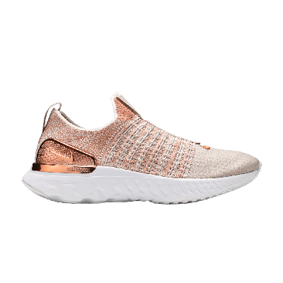 Pre-owned Nike Wmns React Phantom Run Flyknit 2 Premium 'fossil Stone Metallic Red Bronze' In Tan