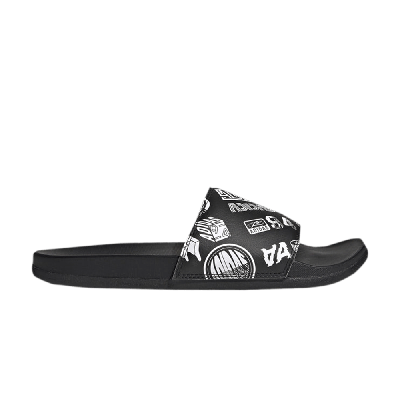 Pre-owned Adidas Originals Adilette Comfort Slide 'all Over Logos - Black'