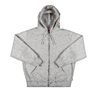 Pre-owned Supreme Globe Zip Up Hooded Sweatshirt 'heather Grey