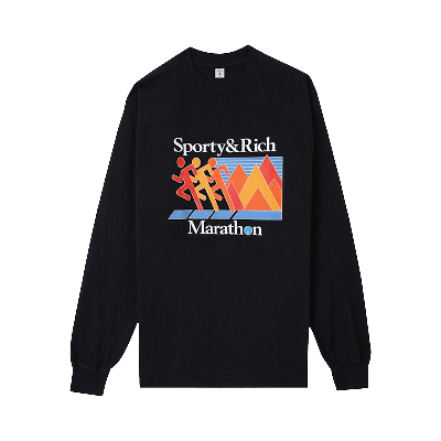 Pre-owned Sporty And Rich Marathon Long-sleeve T-shirt 'black'