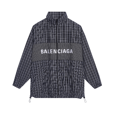 Pre-owned Balenciaga Checkered Nylon Track Suit Jacket 'black' | ModeSens